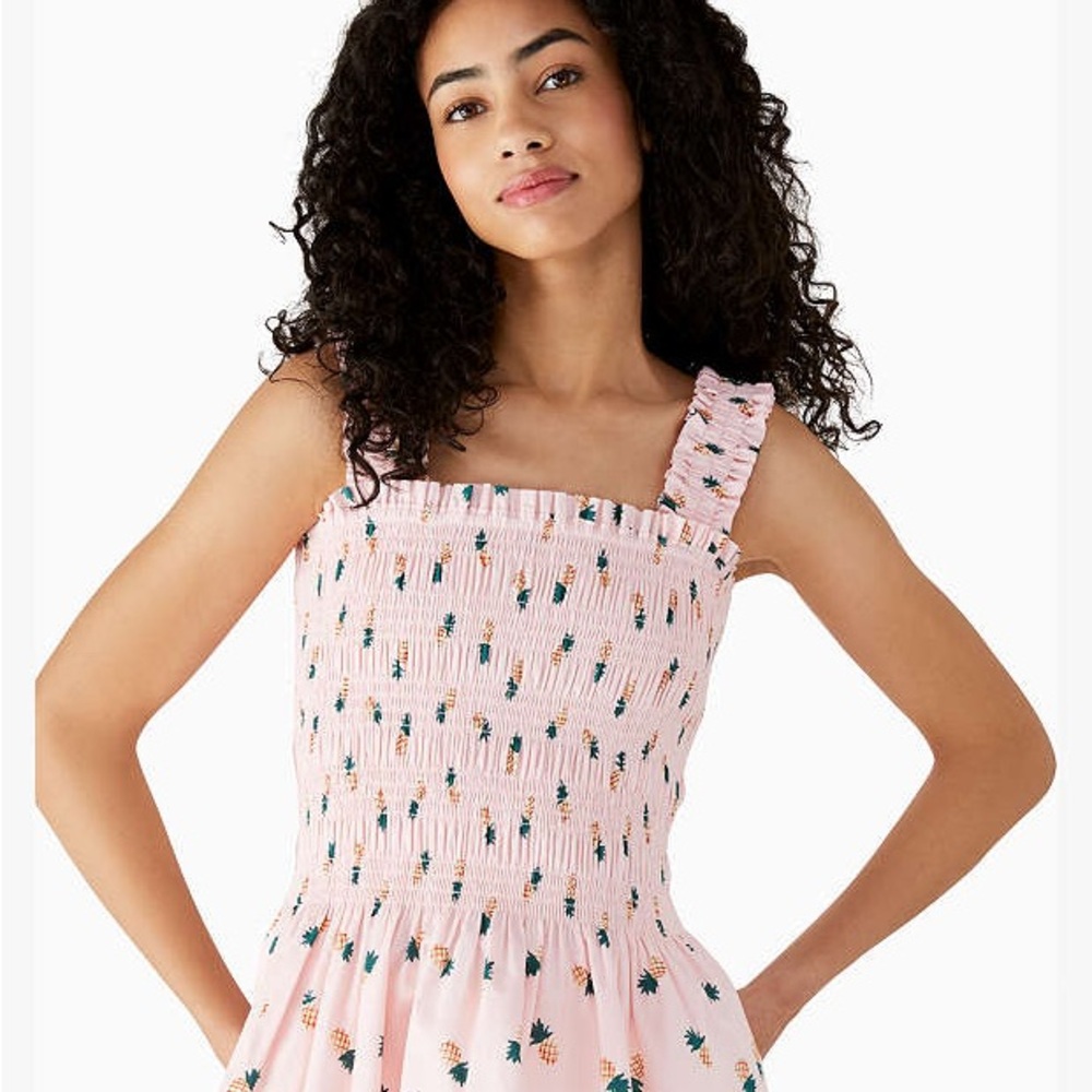 Kate Spade Pink Smocked Pineapple Top
